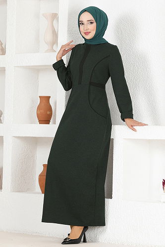 moda selvim الفستان زيتي NYA2661-M - Thumbnail