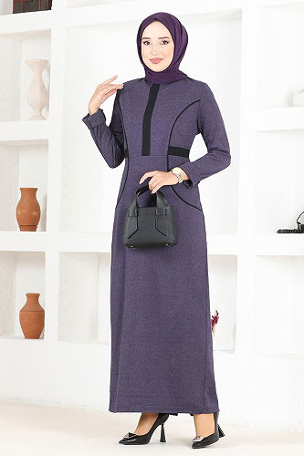 moda selvim DRESS NYA2661-M Purple - Thumbnail