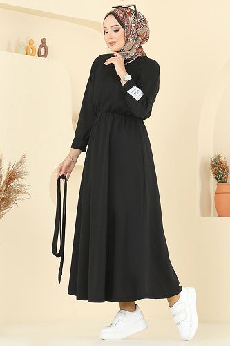 moda selvim الفستان أسود PL2828 - Thumbnail