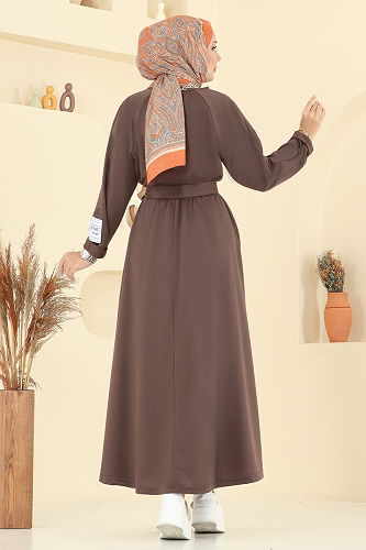moda selvim Dress PL2828 Brown - Thumbnail