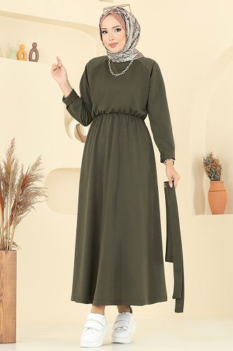 moda selvim Dress PL2828 Khaki - Thumbnail