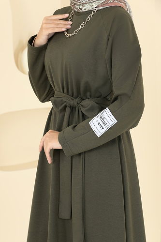 moda selvim Dress PL2828 Khaki - Thumbnail