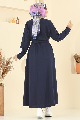 moda selvim Dress PL2828 Navy Blue - Thumbnail