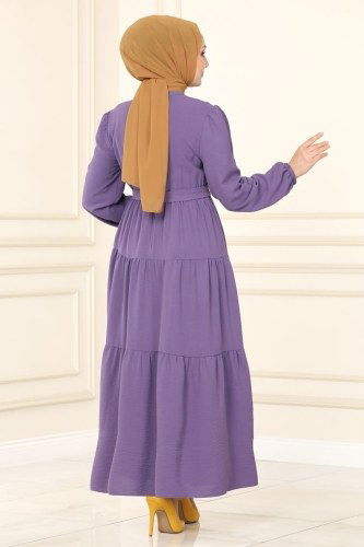 moda selvim Dress PL302 light lilac - Thumbnail