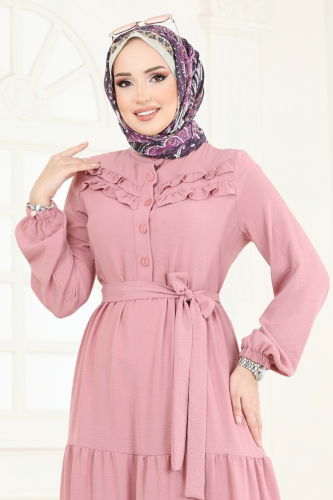 moda selvim Dress PL4006 Light Rose Dried - Thumbnail