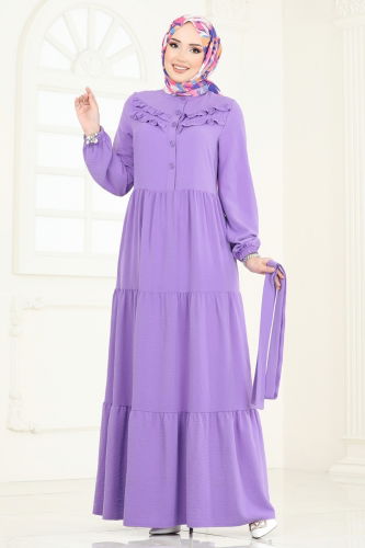 moda selvim Dress PL4006 Lilac - Thumbnail