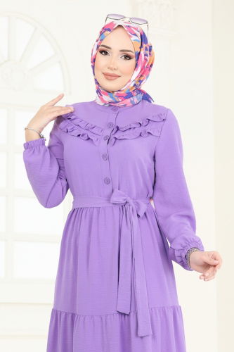 moda selvim Dress PL4006 Lilac - Thumbnail