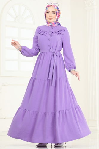 moda selvim Dress PL4006 Lilac - Thumbnail