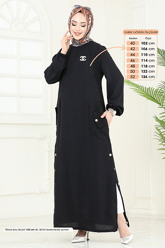 moda selvim Dress PL4346 Black - Thumbnail