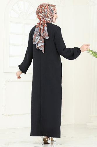 moda selvim الفستان أسود PL4346 - Thumbnail