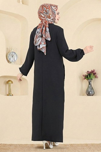 moda selvim الفستان أسود PL4346 - Thumbnail