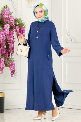 moda selvim Dress PL4346 Indigo - Thumbnail