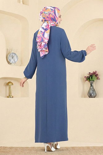 moda selvim Dress PL4346 Indigo - Thumbnail