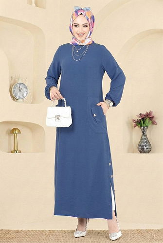 moda selvim Dress PL4346 Indigo - Thumbnail