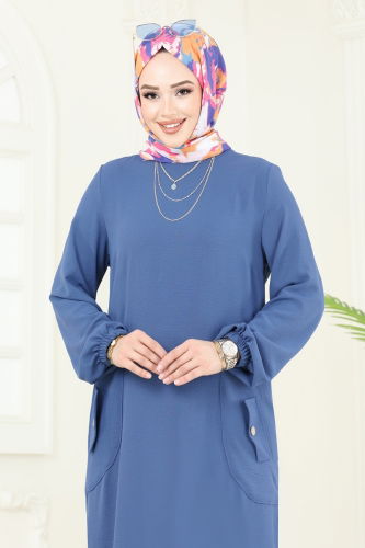 moda selvim الفستان ازرق PL4346 - Thumbnail