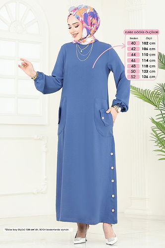 moda selvim الفستان ازرق PL4346 - Thumbnail