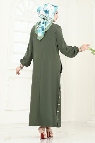 moda selvim Dress PL4346 Khaki - Thumbnail