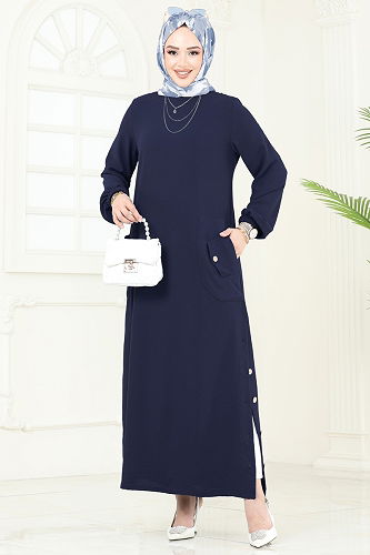 moda selvim Dress PL4346 Navy Blue - Thumbnail