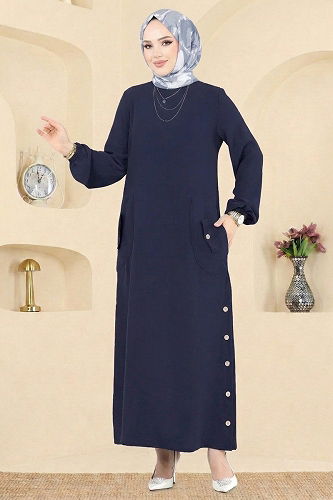 moda selvim الفستان كحلي PL4346 - Thumbnail