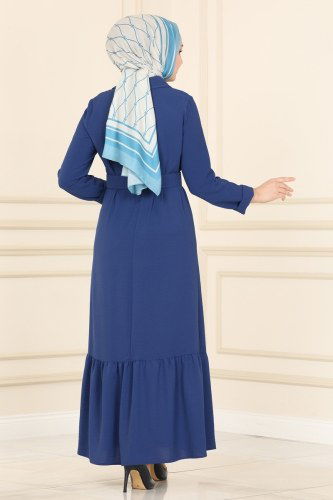 moda selvim Dress PL8066 Indigo - Thumbnail