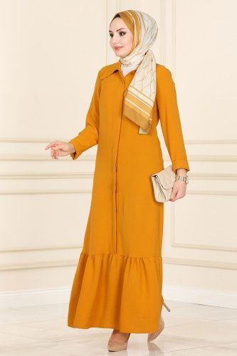 moda selvim Dress PL8066 Mustard - Thumbnail