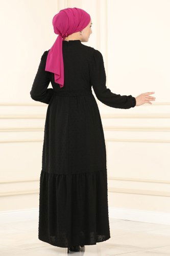 moda selvim Dress PL8068 Black - Thumbnail