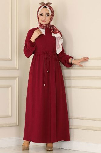 moda selvim Dress PL8073 Claret Red - Thumbnail