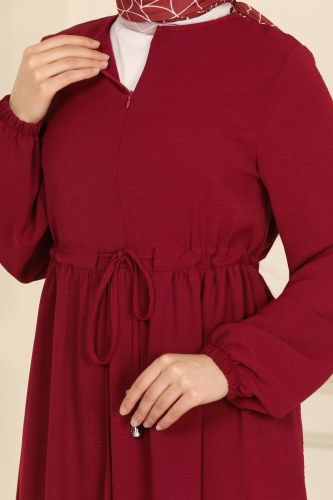 moda selvim Dress PL8073 Claret Red - Thumbnail