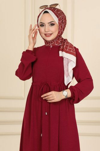 moda selvim PL8073 الخمري فستان - Thumbnail