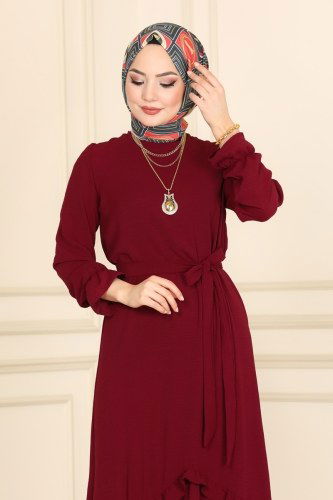 moda selvim PL8079 الخمري فستان - Thumbnail