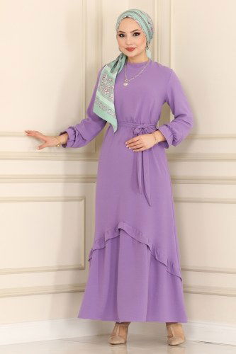 moda selvim Dress PL8079 Lilac - Thumbnail