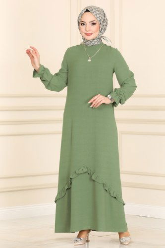 moda selvim Dress PL8079 Soft Green - Thumbnail