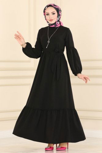 moda selvim Dress PL8089 Black - Thumbnail