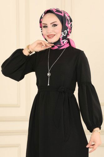 moda selvim Dress PL8089 Black - Thumbnail