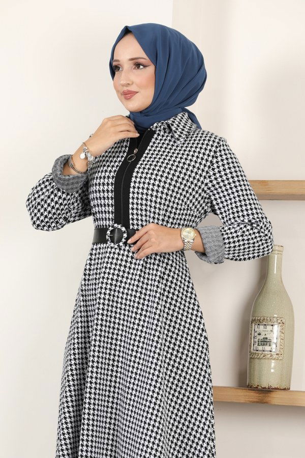 Dress PL9037 Crowbar Ecru & black - 4