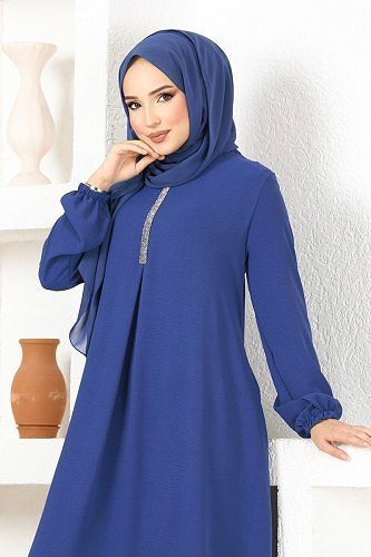 moda selvim الفستان ازرق PL9054 - Thumbnail