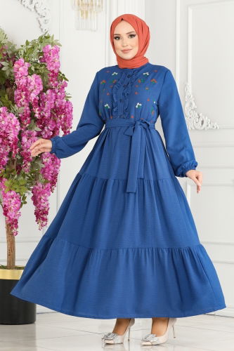 moda selvim Dress PL9065 Saxe - Thumbnail