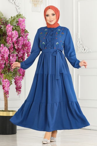 moda selvim Dress PL9065 Saxe - Thumbnail