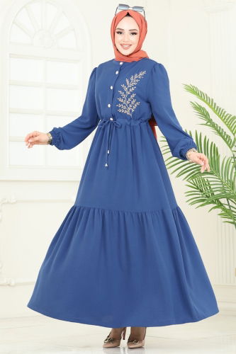 moda selvim Dress PL9069 Indigo - Thumbnail