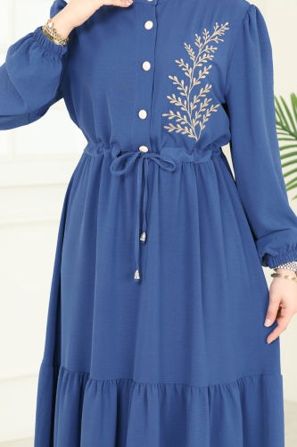 moda selvim Dress PL9069 Indigo - Thumbnail