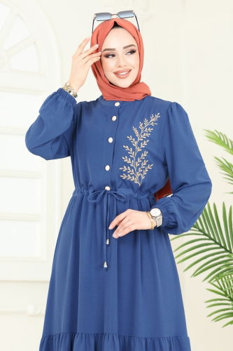 moda selvim الفستان ازرق PL9069 - Thumbnail