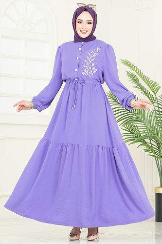 moda selvim Dress PL9069 Lilac - Thumbnail