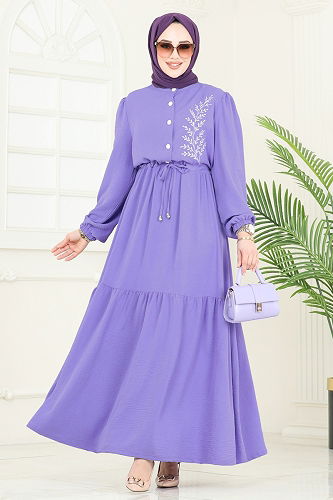 moda selvim الفستان ليلكي PL9069 - Thumbnail