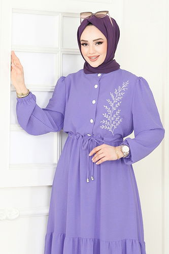 moda selvim الفستان ليلكي PL9069 - Thumbnail