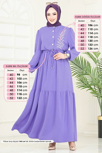 moda selvim الفستان ليلكي PL9069 - Thumbnail