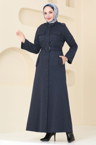 moda selvim Dress PL9080 Navy Blue - Thumbnail