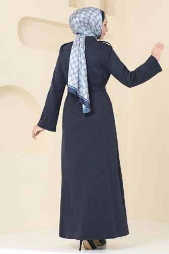 moda selvim Dress PL9080 Navy Blue - Thumbnail