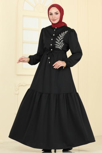 moda selvim Dress PL9082 Black - Thumbnail