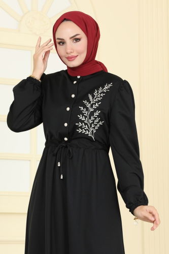 moda selvim Dress PL9082 Black - Thumbnail