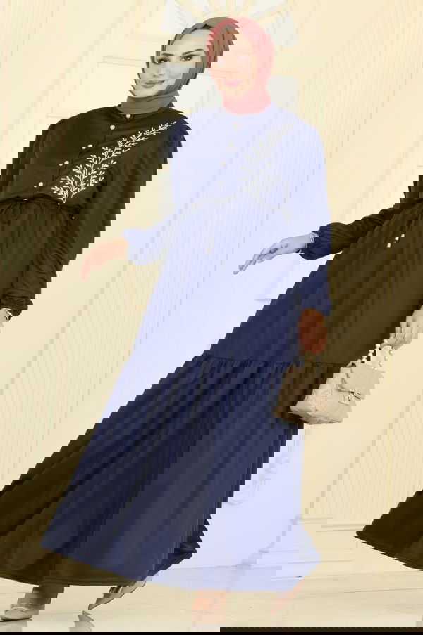 Modaselvim NET 20%+20% DISCOUNT IN THE CARD Dress PL9082 Navy Blue